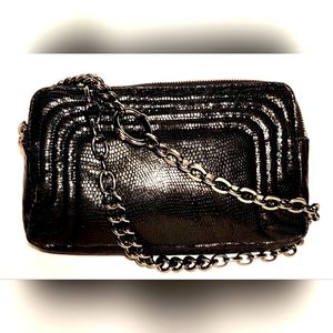 NWOT! henri bendel black crossbody or satchel with gunmetal chain strap